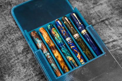 Galen Leather - Leather Magnum Opus 6 Slots Hard Pen Case w/ Removable Pen Tray