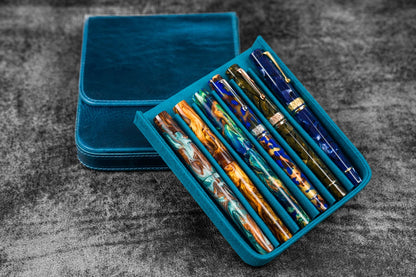 Galen Leather - Leather Magnum Opus 6 Slots Hard Pen Case w/ Removable Pen Tray