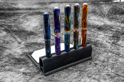 Galen Leather - The Writer's Pen Dock - 5 Slots Pen Stand with Notepad Holder