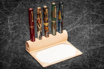 Galen Leather - The Writer's Pen Dock - 5 Slots Pen Stand with Notepad Holder