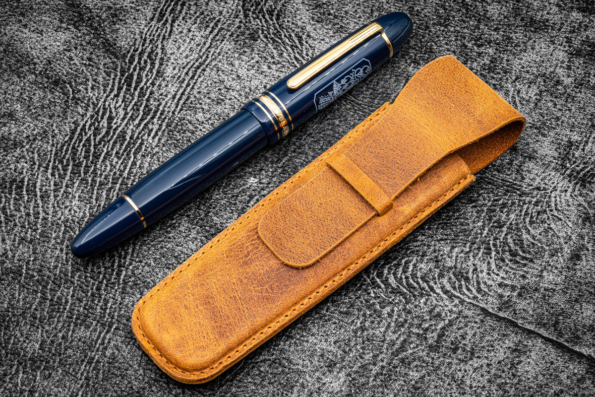 Galen Leather - Vintage Slim Leather Pen Sleeve for Single Pen