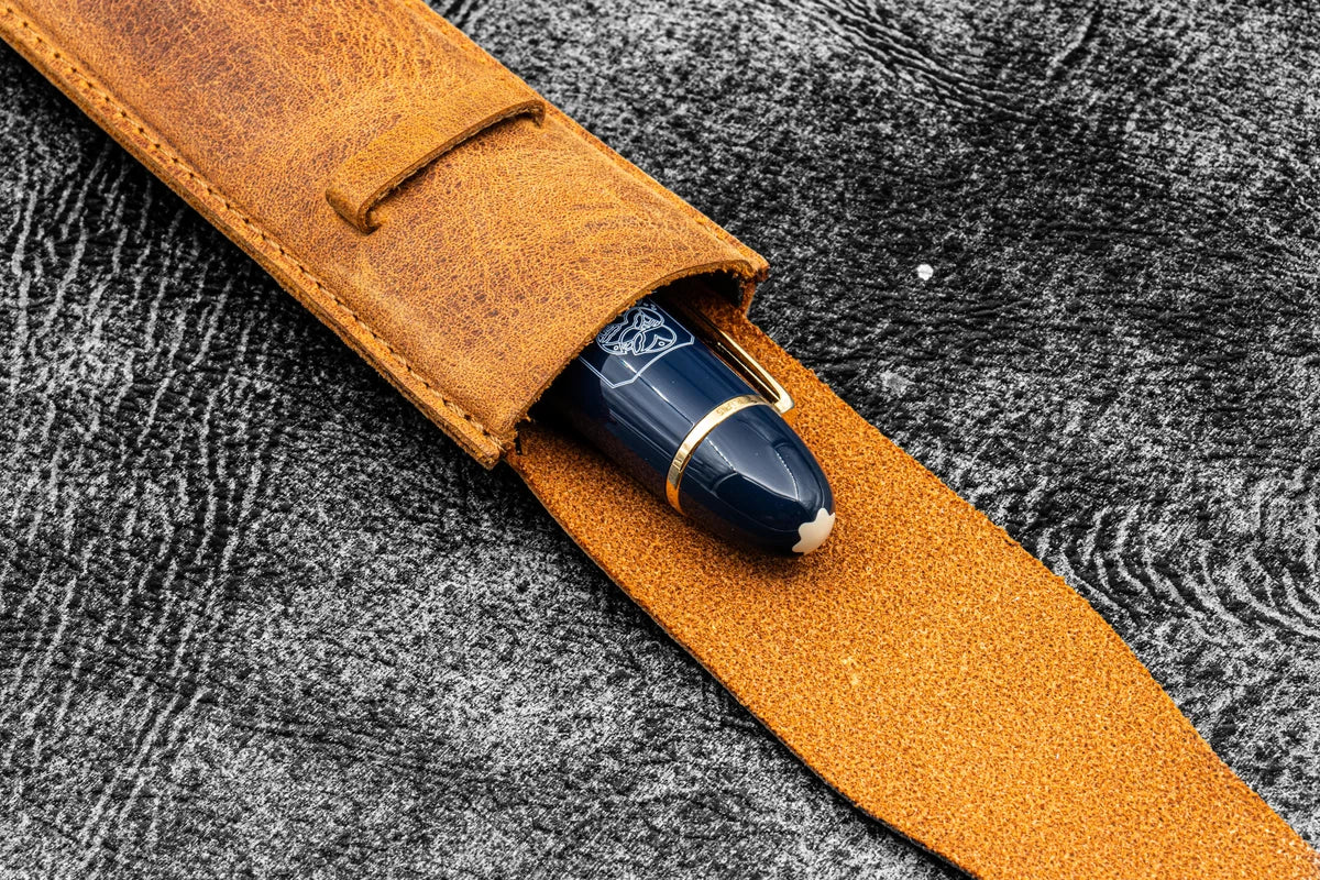 Galen Leather - Vintage Slim Leather Pen Sleeve for Single Pen
