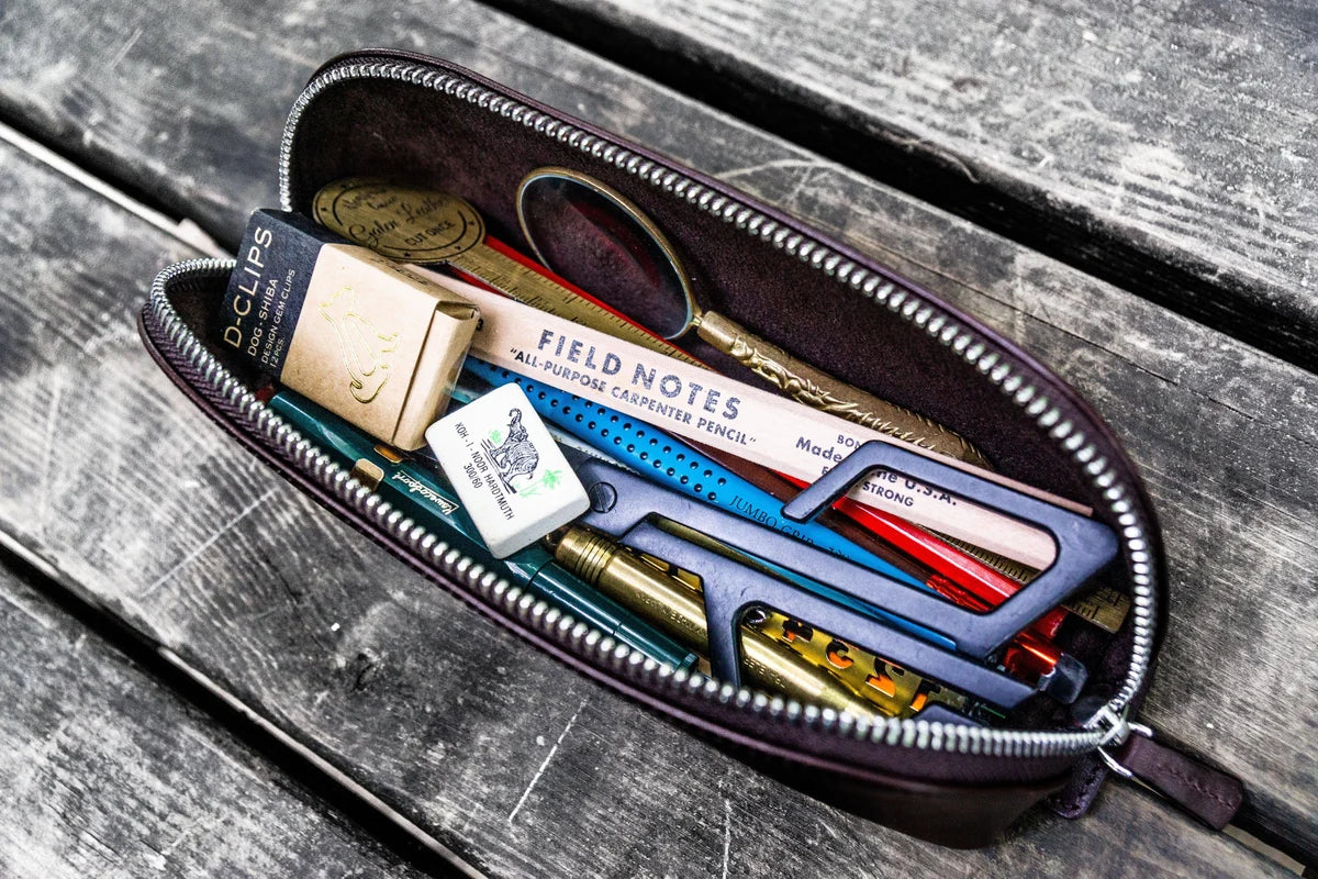 Galen Leather - XLarge Zipper Leather Pencil Case
