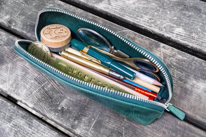 Galen Leather - XLarge Zipper Leather Pencil Case