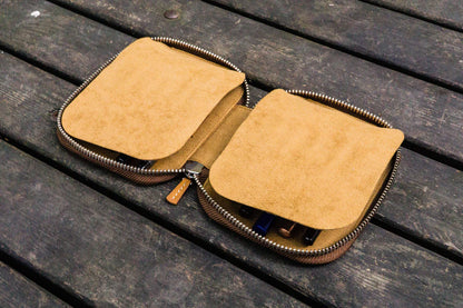 Galen Leather - Leather Zippered 10 Slots Pen Case