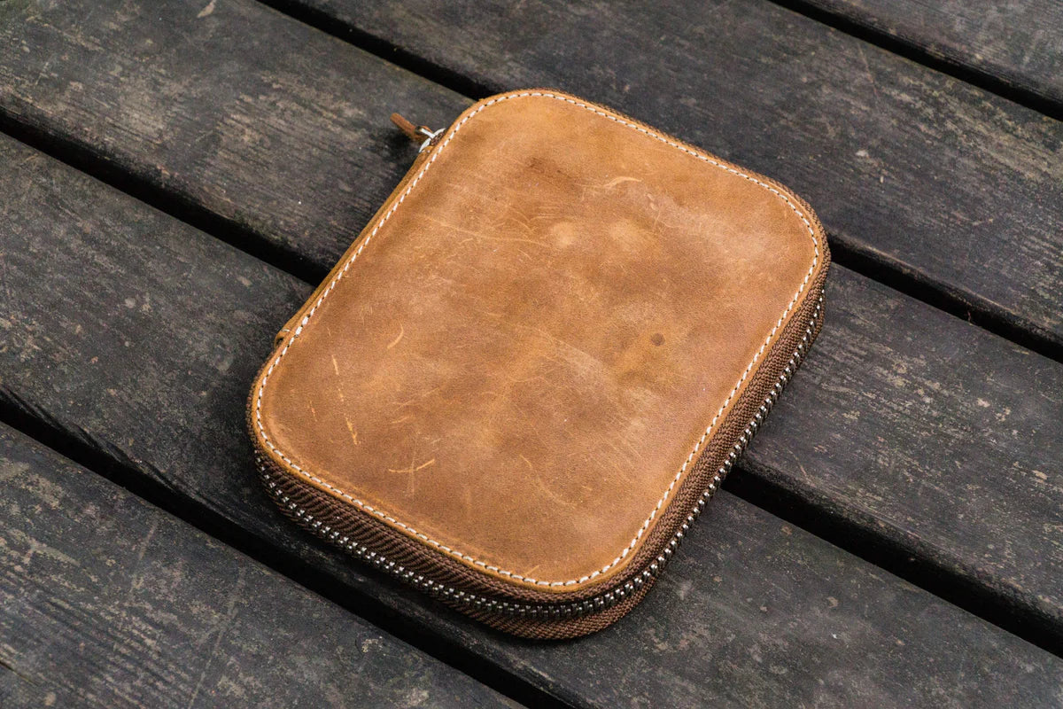 Galen Leather - Leather Zippered 10 Slots Pen Case