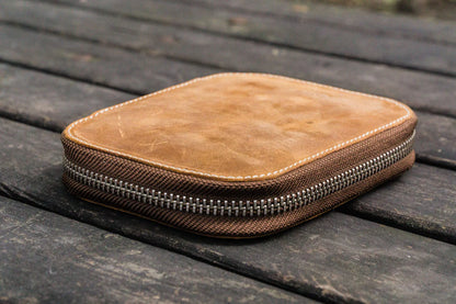 Galen Leather - Leather Zippered 10 Slots Pen Case