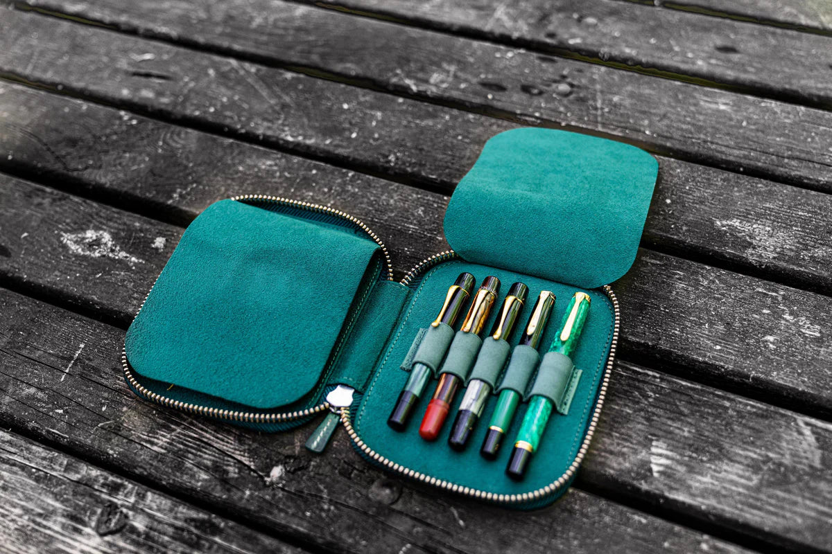 Galen Leather - Leather Zippered 10 Slots Pen Case