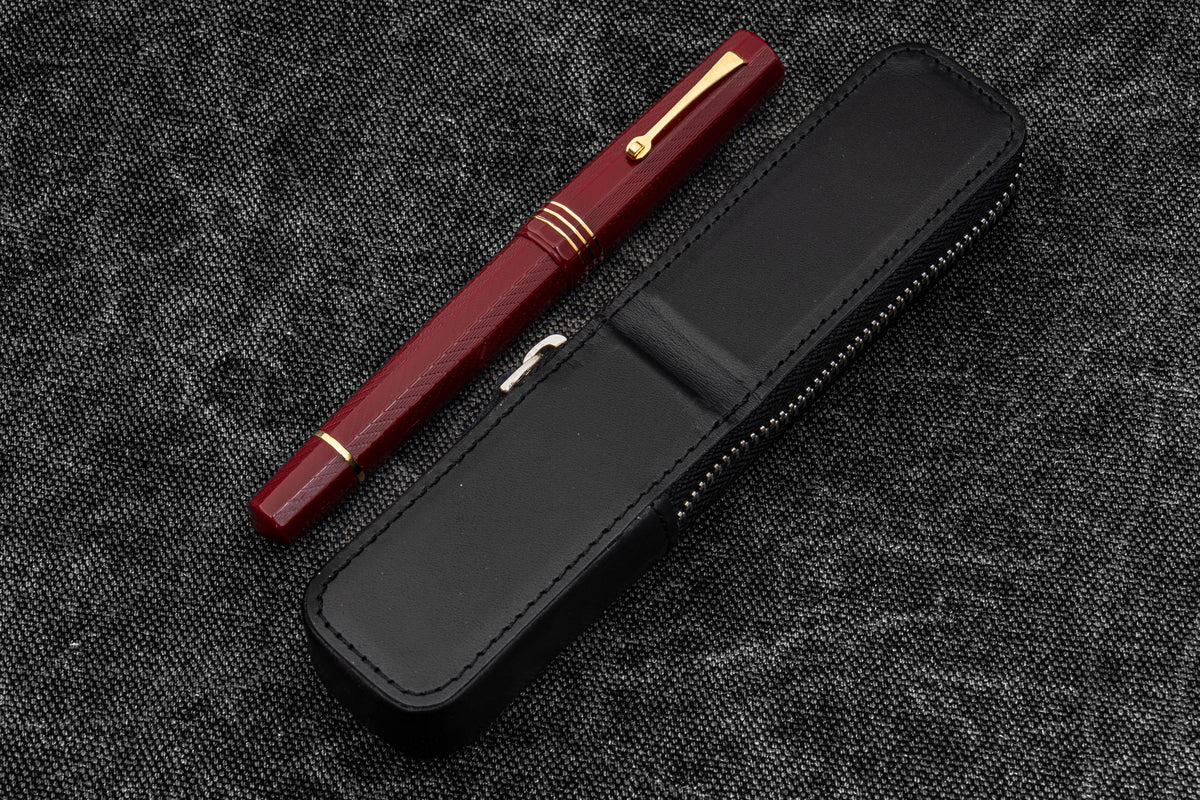 Galen Leather - Leather Zippered Magnum Opus Single Hard Pen Case for Oversized Pens & Namiki Empereor