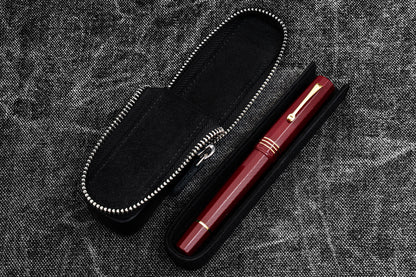 Galen Leather - Leather Zippered Magnum Opus Single Hard Pen Case for Oversized Pens & Namiki Empereor