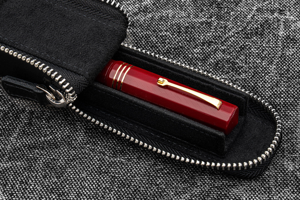 Galen Leather - Leather Zippered Magnum Opus Single Hard Pen Case for Oversized Pens & Namiki Empereor