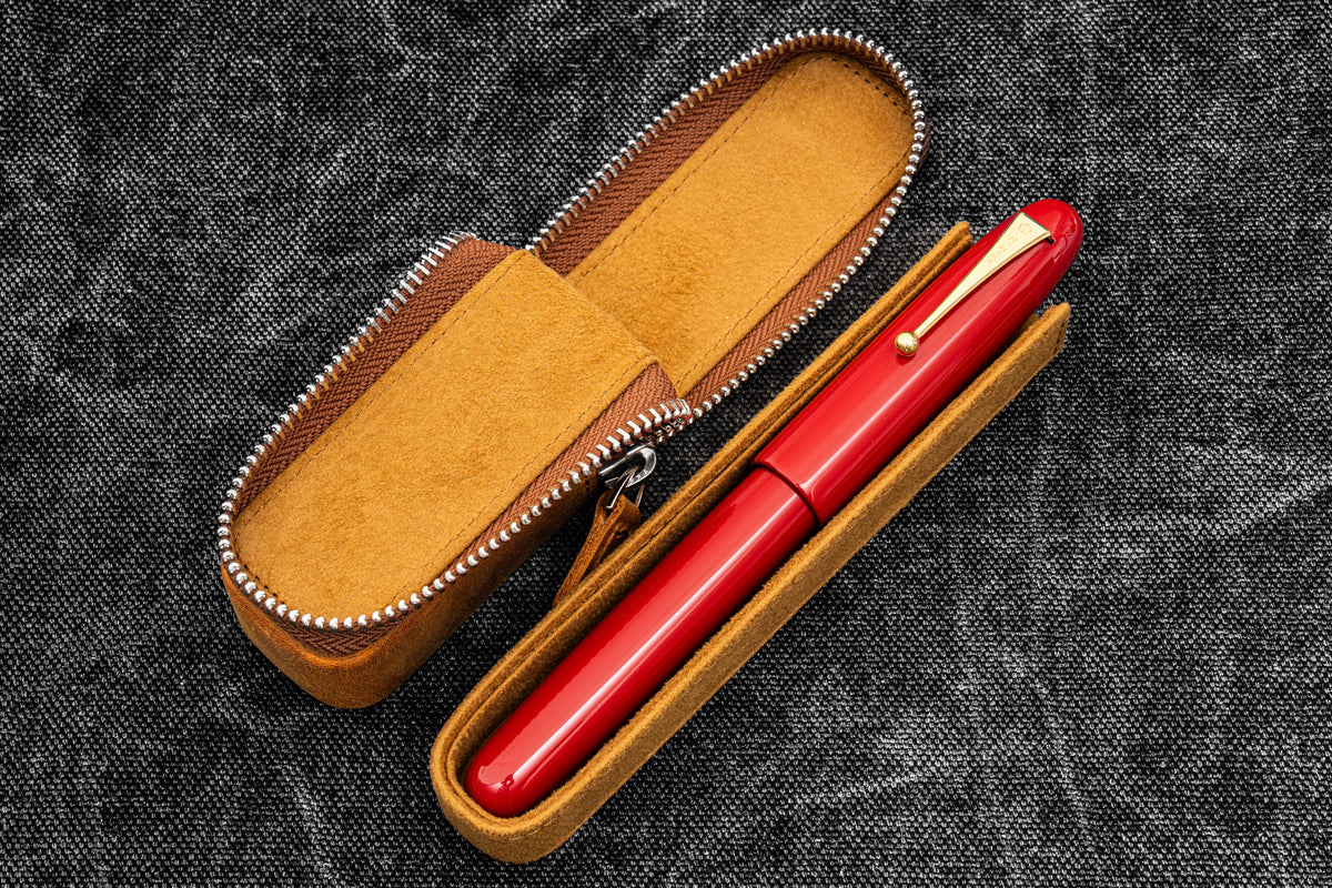 Galen Leather - Leather Zippered Magnum Opus Single Hard Pen Case for Oversized Pens & Namiki Empereor