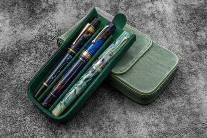 Galen Leather - Leather Magnum Opus 3 Slots Hard Pen Case with Removable Pen Tray