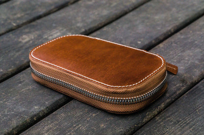Galen Leather - Leather Zippered 6 Slots Pen Case