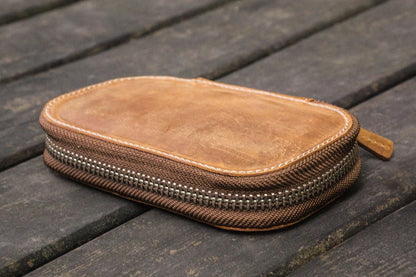 Galen Leather - Leather Zippered 6 Slots Pen Case