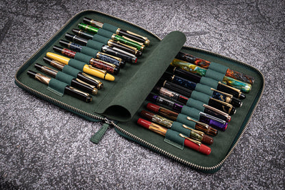Galen Leather - Leather Zippered 20 Slots Pen Case