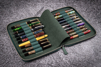 Galen Leather - Leather Zippered 20 Slots Pen Case
