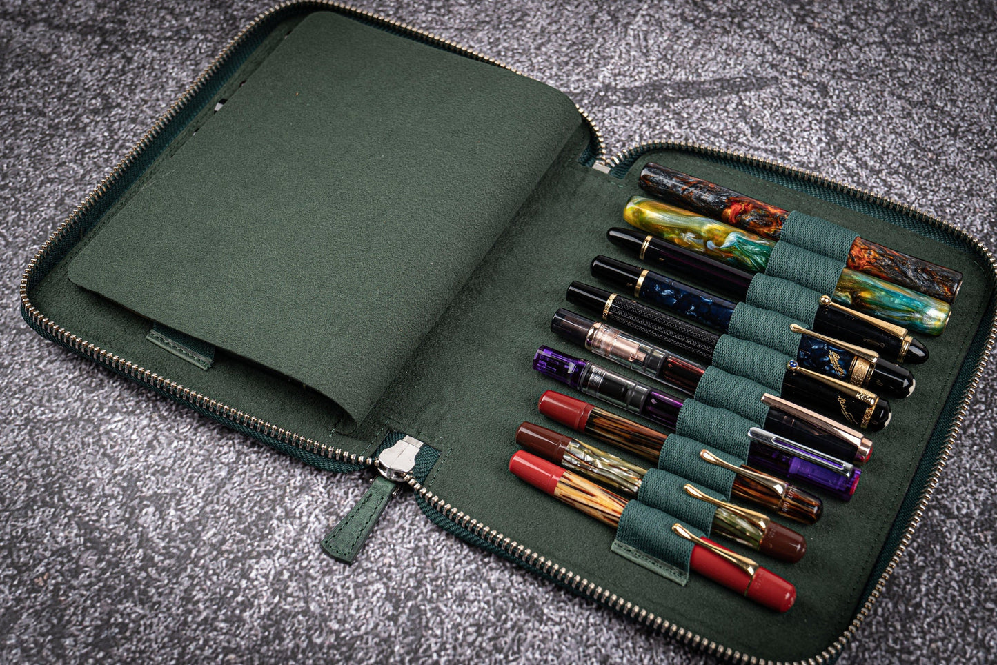 Galen Leather - Leather Zippered 20 Slots Pen Case