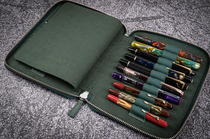 Galen Leather - Leather Zippered 20 Slots Pen Case