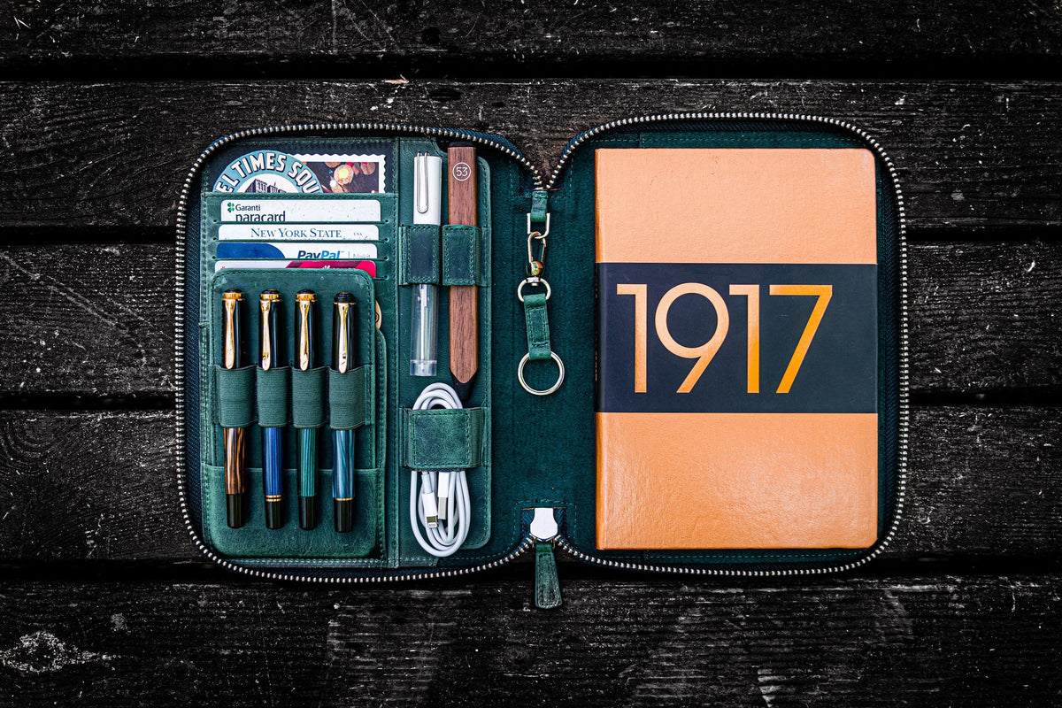 Galen Leather - Leather Zippered A5 Leuchtturm 1917 Notebook Folio