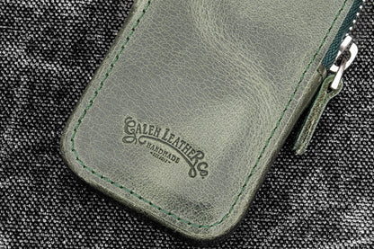 Galen Leather - Leather Zippered Magnum Opus 2 Slots Hard Pen Case with Removable Pen Tray