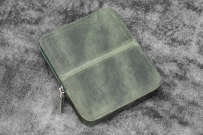 Galen Leather - Leather Zippered Magnum Opus 6 Slots Hard Pen Case with Removable Pen Tray