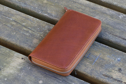 Galen Leather - Leather Zippered 3 Slots Pen Case