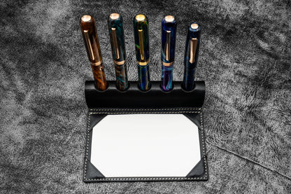Galen Leather - The Writer's Pen Dock - 5 Slots Pen Stand with Notepad Holder