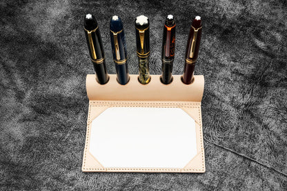 Galen Leather - The Writer's Pen Dock - 5 Slots Pen Stand with Notepad Holder