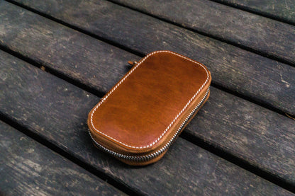 Galen Leather - Leather Zippered 6 Slots Pen Case