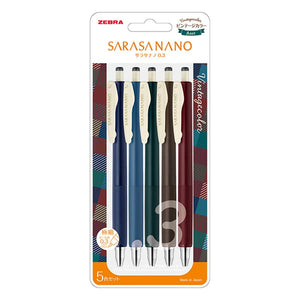 Zebra Sarasa Nano Vintage 0.3 Gel Pens (Set of 5)