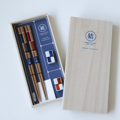 Ichimatsu Bikoto Chopstick Set with Rest - Made in Japan
