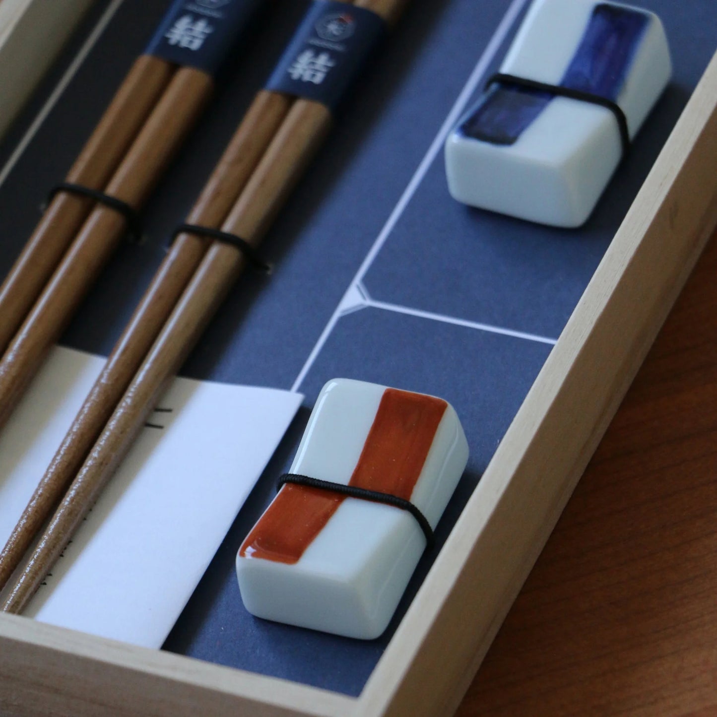Ichimatsu Bikoto Chopstick Set with Rest - Made in Japan
