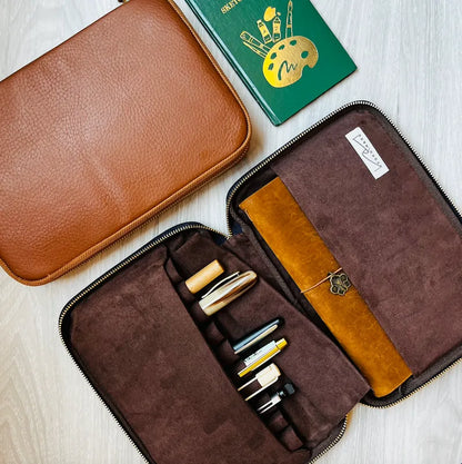 Kyoku Haku Leather 10 Pen Case