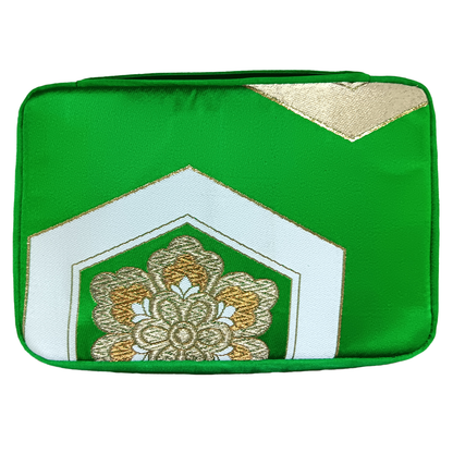 Kyoku Haku Green Kimono Obi Fabric 20 Pen Case