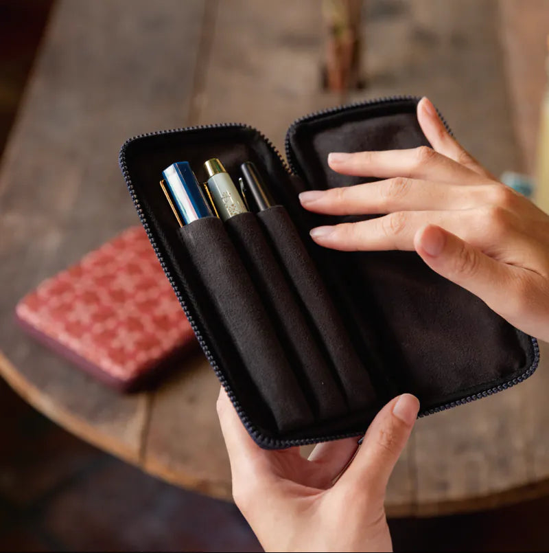 Kyoku Haku Archaeology Zippered 3 Slots Pen Case