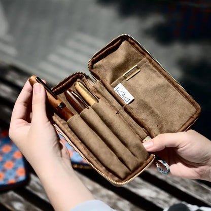 Kyoku Haku Siraya Zippered 3 Slots Pen Case