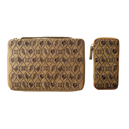 Kyoku Haku Siraya Belief Zippered Pen Case Brown  [3 Slots / 10 Slots / 20 Slots]