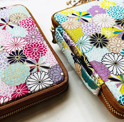 Kyoku Haku Dahlia Pattern Zippered Pen Case [10 Slots]