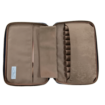 Kyoku Haku Seigaiha Deep Blue Zippered Pen Case [10 Slots]