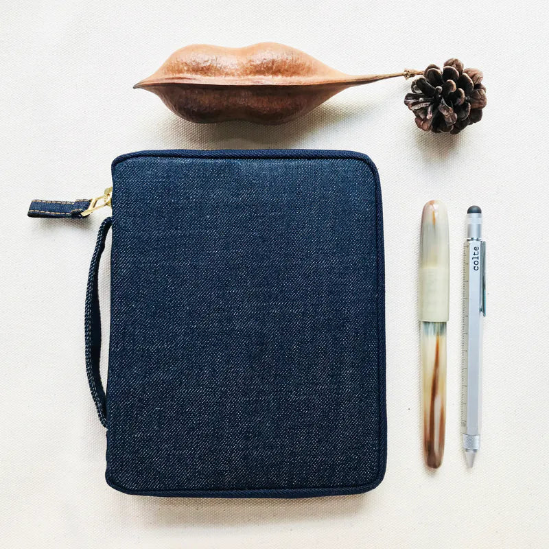 Kyoku Haku Denim Zippered 10 Pen Case