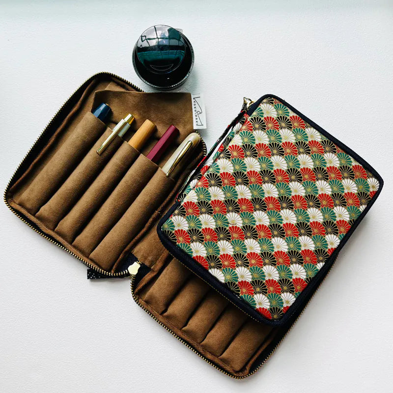 Kyoku Haku Seigaiha Zippered 10 Pen Case