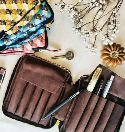 Kyoku Haku Seigaiha Zippered 10 Pen Case