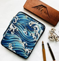 Kyoku Haku Wave Pattern Zippered 10 Pen Case