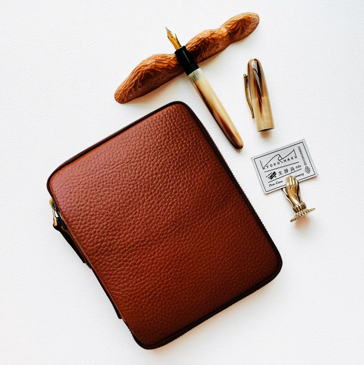 Kyoku Haku Vegetable Tanned Leather Pen Case [10 Slot]