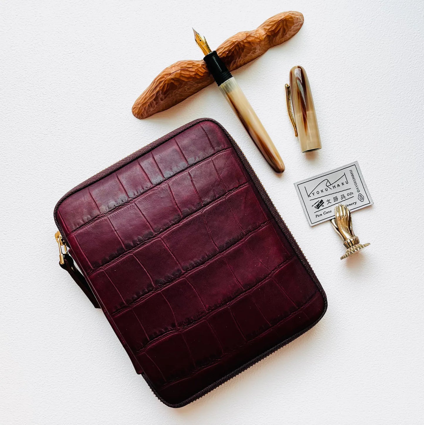 Kyoku Haku Vegetable Tanned Leather Pen Case [10 Slot]