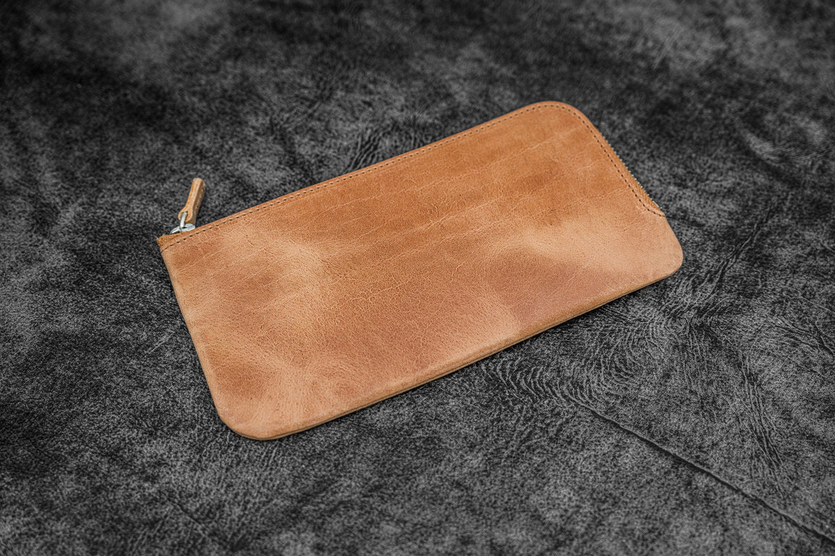 Galen Leather - Leather Sip-N-Zip 4 Slots Zippered Pen Pouch