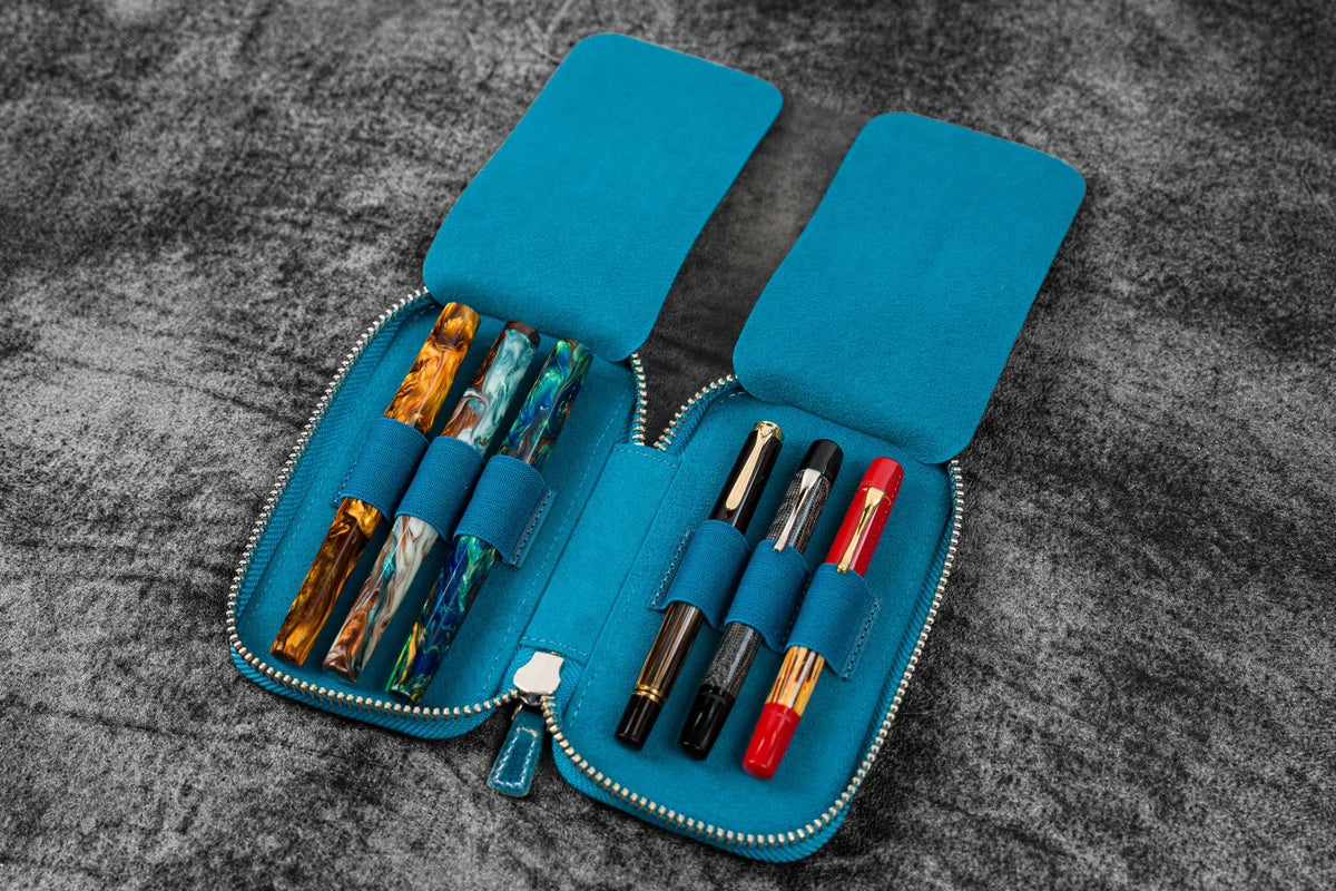 Galen Leather - Leather Zippered 6 Slots Pen Case