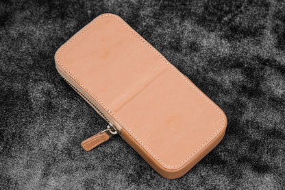 Galen Leather - Leather Zippered Magnum Opus 3 Slots Hard Pen Case with Removable Pen Tray
