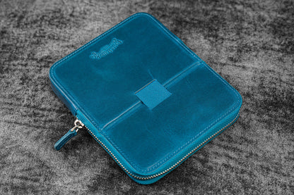 Galen Leather - Leather Zippered Magnum Opus 6 Slots Hard Pen Case with Removable Pen Tray